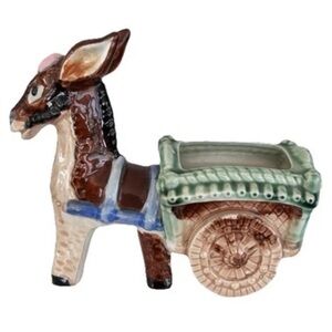 Vintage Multicolour Donkey Ceramic Planter Occupied Japan 8 x 6.5 inch MCM